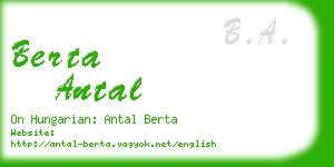 berta antal business card